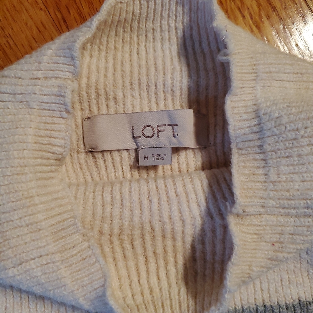 LOFT Ribbed Striped Mock Neck Sweater - Picture 3 of 6